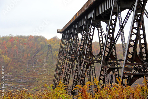 The Kinzua Viaduct, once the longest and tallest railroad structure at 2,053 feet long and 301 feet high, was partially destroyed by a tornado during 2003. photo