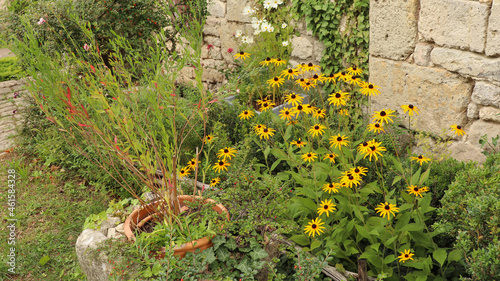 Centre - Loiret - Yèvre le Chatel - Fleurs autour de l'Eglise Saint-Gault