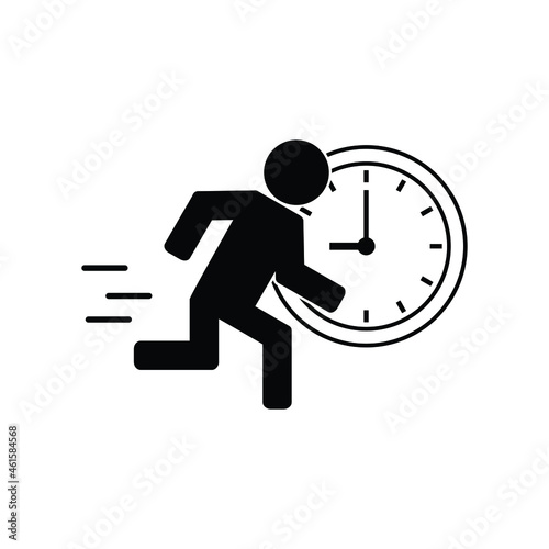 running man with clock icon vector