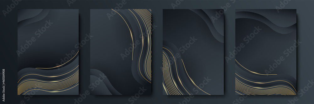 Vector frame for text Modern Art graphics for hipsters. Dynamic frame stylish geometric black background with gold. Element for design business cards, invitations, gift cards, flyers and brochures - obrazy, fototapety, plakaty 