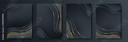 Vector frame for text Modern Art graphics for hipsters. Dynamic frame stylish geometric black background with gold. Element for design business cards, invitations, gift cards, flyers and brochures