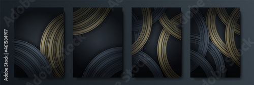 Vector frame for text Modern Art graphics for hipsters. Dynamic frame stylish geometric black background with gold. Element for design business cards, invitations, gift cards, flyers and brochures