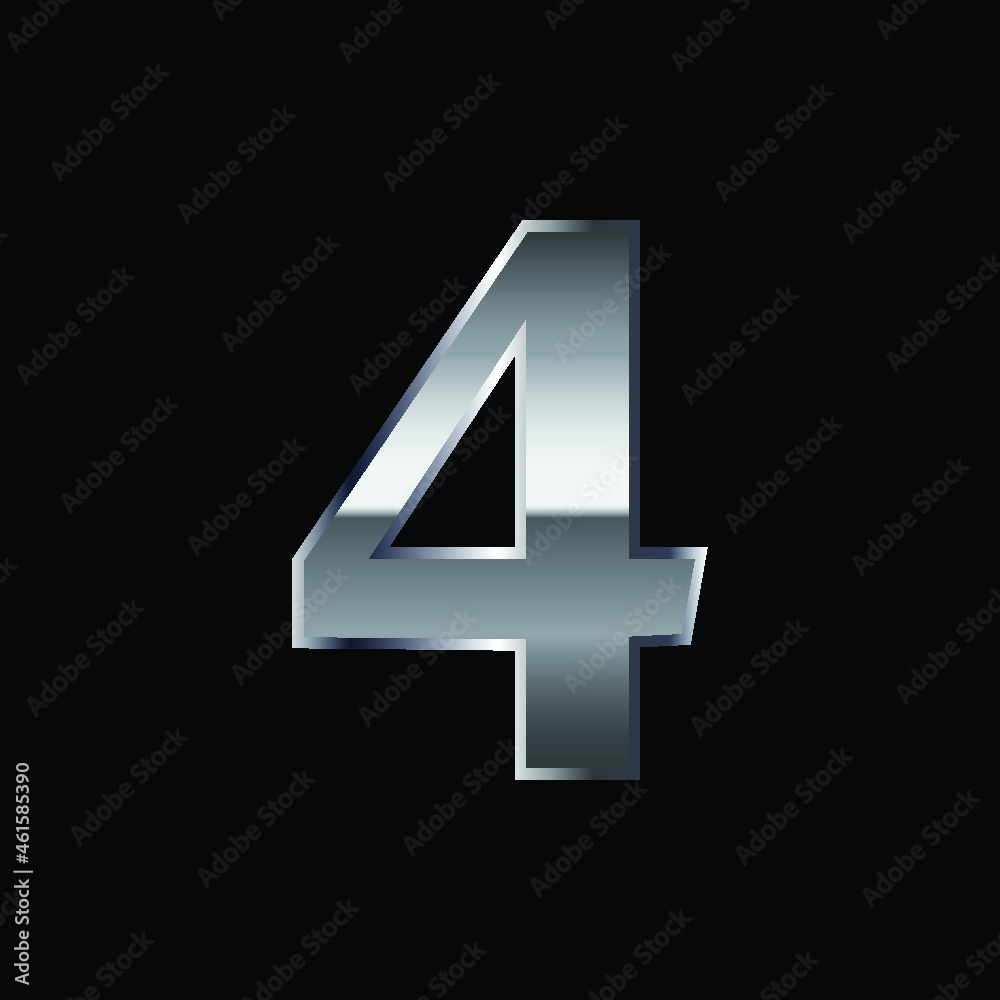 3d Metal numbers - number 4 3d Metal numbers - number 4