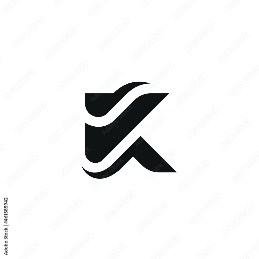 Initials Letter K Abstract Logo Design Concept, Business Symbol Icon, Unique Wavy Style Luxury Minimalist