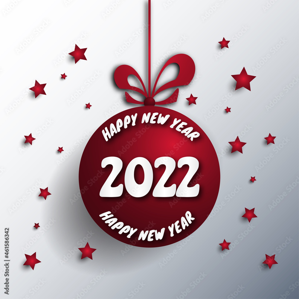 Fototapeta premium 2022 happy new year. numbers 3D style. vector linear numbers. design of greeting cards. vector illustration. Free Vector.