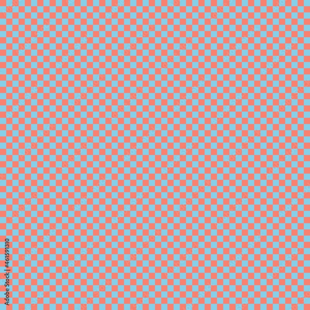Checkerboard with very small squares. Sky blue and Salmon colors of checkerboard. Chessboard, checkerboard texture. Squares pattern. Background. Checkerboard with very small squares. Sky blue and Salmon colors of checkerboard. Chessboard, checkerboard texture. Squares pattern. Background.