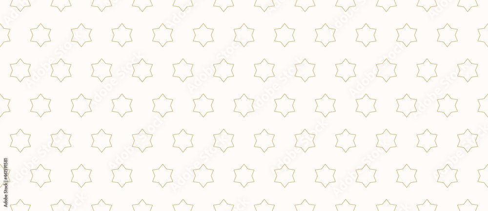 Simple minimalist seamless pattern. Subtle vector minimal geometric texture. Abstract golden background with small linear stars. Delicate gold and white ornament pattern. Luxury design for decor, web