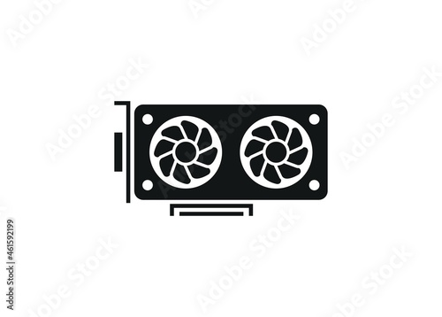 Computer GPU. Simple illustration in black and white.