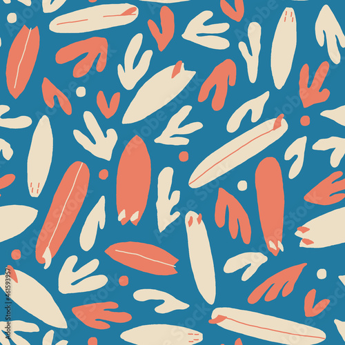 Vector illustration with palms, surfboards and flowers