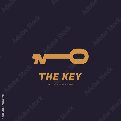 Letter N gold key logo icon