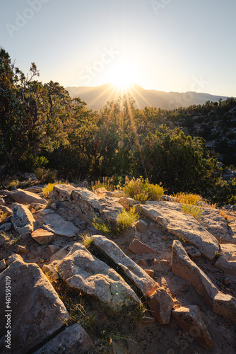 Photography Sunrise in mountains with glowing rocks
