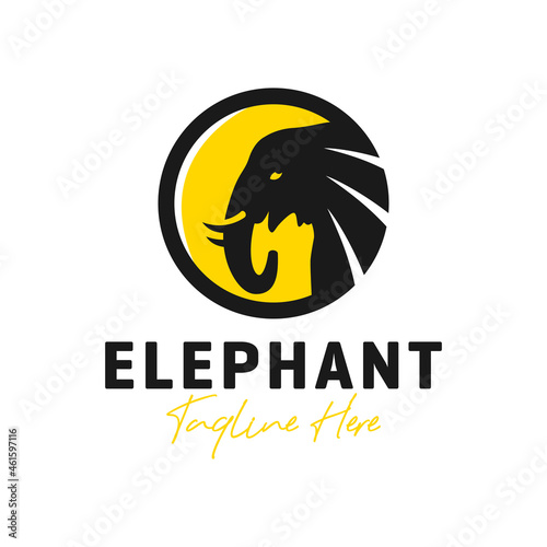 elephant head circle inspiration illustration logo