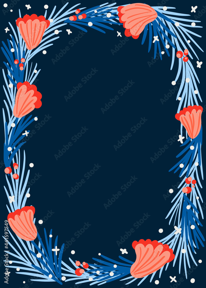 Fototapeta premium Beautiful festive border with vibrant flowers