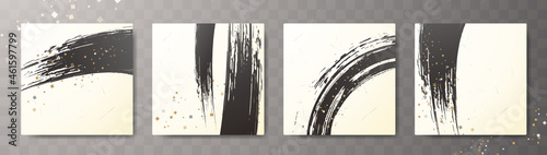 和風カードデザイン。筆のタッチ。墨のライン。和モダン