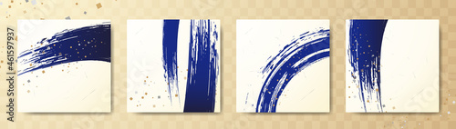 和風カードデザイン。筆のタッチ。墨のライン。和モダン