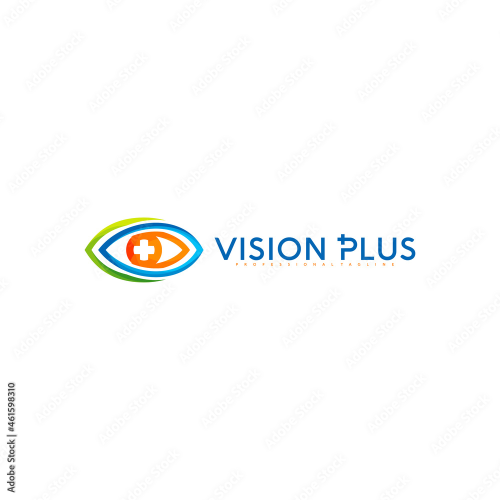 Eye plus logo colorful vector design. Vision plus logo. Creative design template
