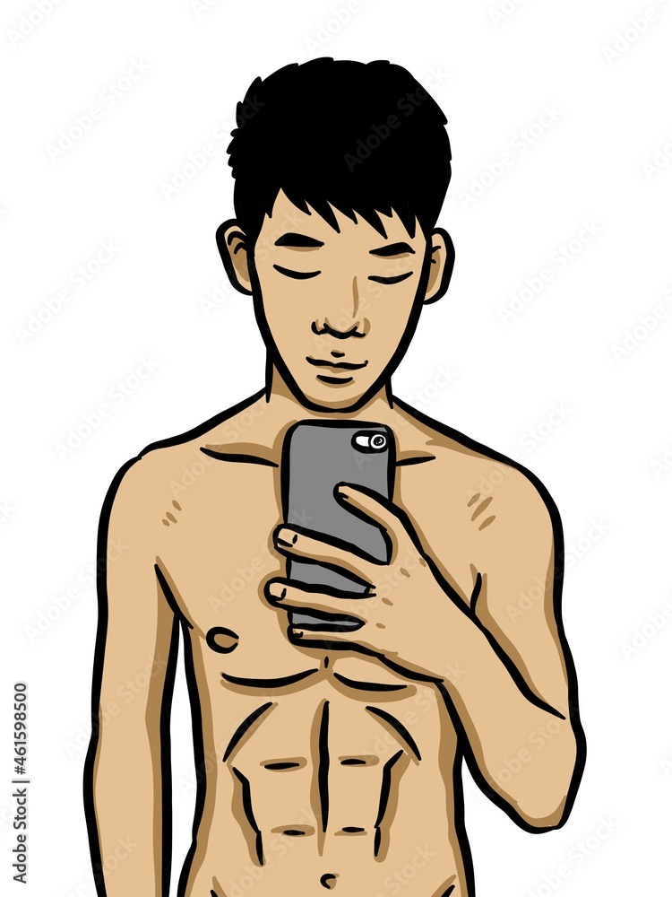 Fototapeta premium cute man cartoon on white background