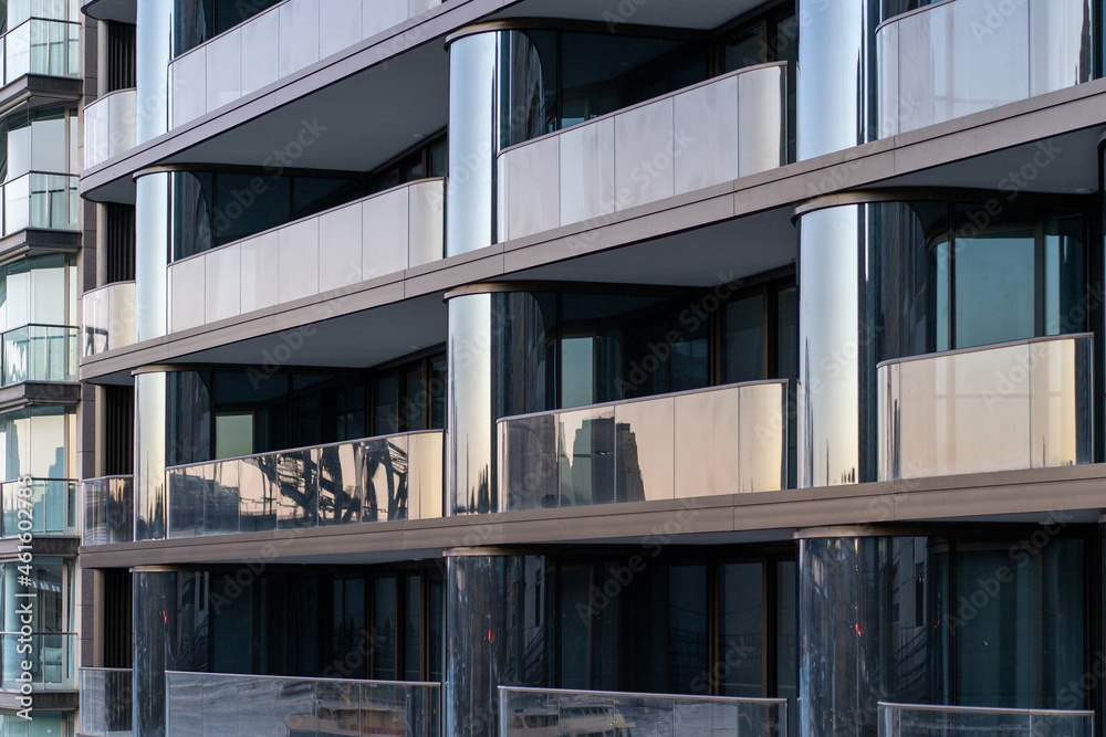 facade of a building in the city at sunset