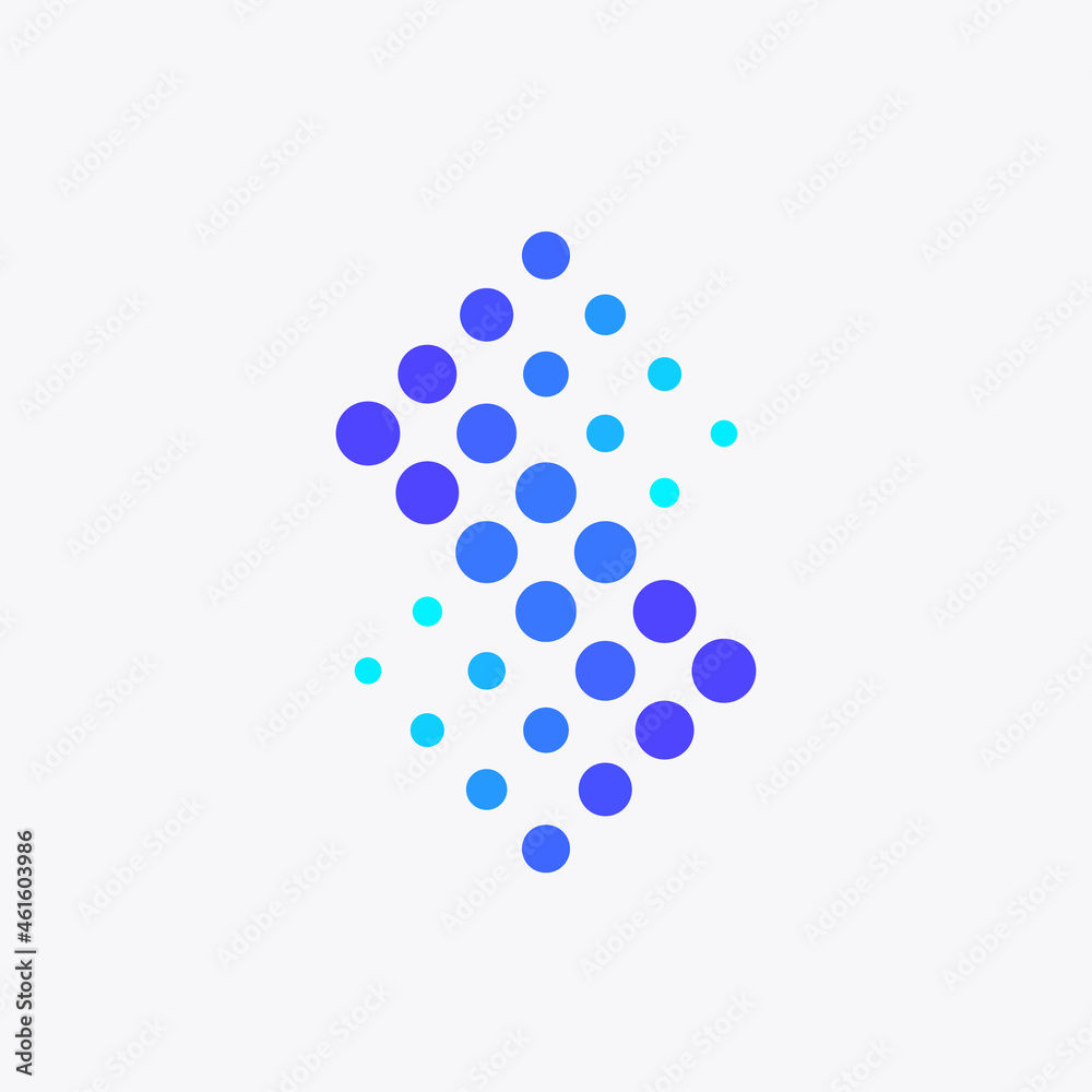 The letter S is made up of an arrangement of dots. Futuristic and playful logo. Perfect for logos for tech companies such as computers, internet, crypto currency, artificial intelligence, etc. The letter S is made up of an arrangement of dots. Futuristic and playful logo. Perfect for logos for tech companies such as computers, internet, crypto currency, artificial intelligence, etc.