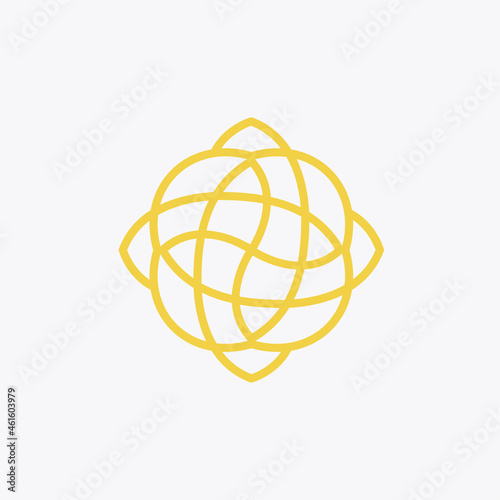 Cotton flowers made of thin overlapping lines. Beautiful and unique logo. Suitable for logo beauty products, such as cosmetics, salons, spas, body care, etc.