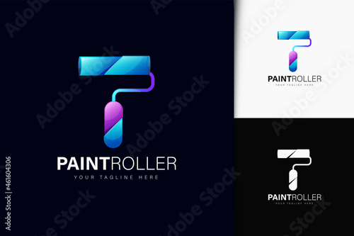Paint roller logo design with gradient
