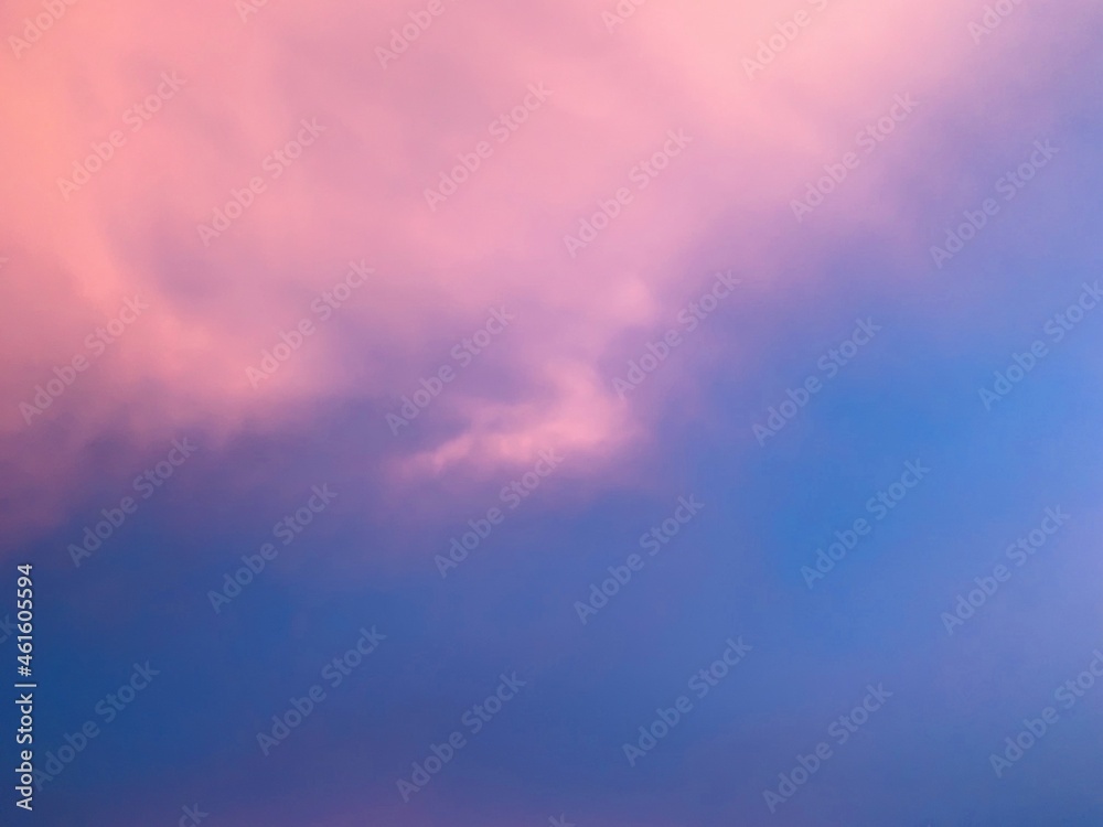 the evening sky glows pink