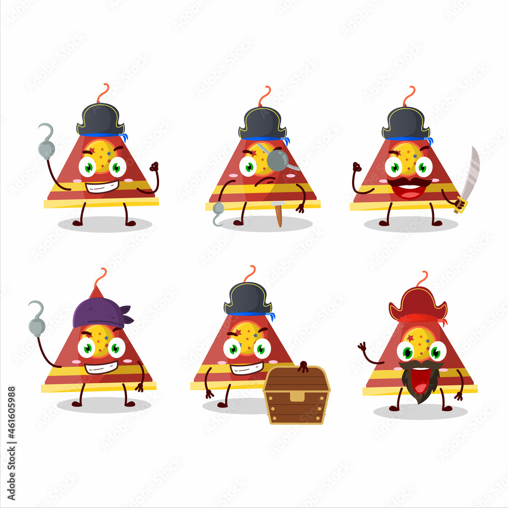 Cartoon character of firecracker smoke cone with various pirates emoticons Cartoon character of firecracker smoke cone with various pirates emoticons