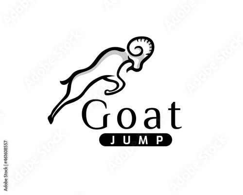 line art goat jump high drawn logo template illustration