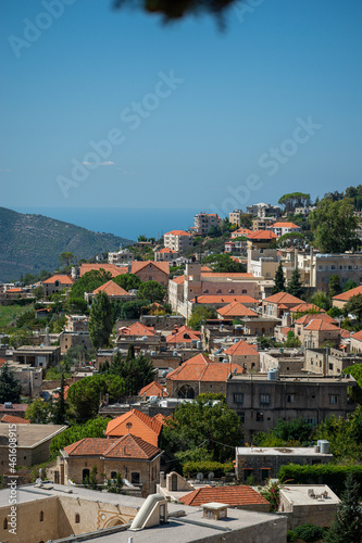 Deir El Qamar village beautiful green landscape and old architecture in mount Lebanon Middle east