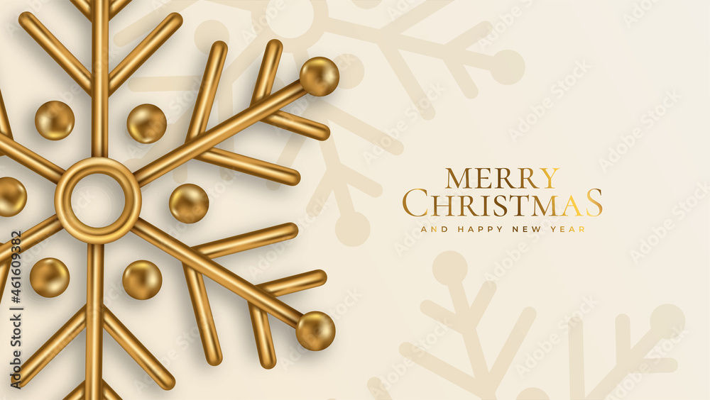 Christmas poster with shiny golden snowflakes on a white background. Vector illustration Christmas poster with shiny golden snowflakes on a white background. Vector illustration