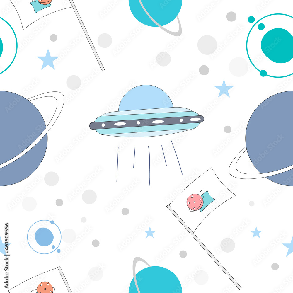 Seamless pattern with hand drawn space. Space background.Vector illustration Seamless pattern with hand drawn space. Space background.Vector illustration