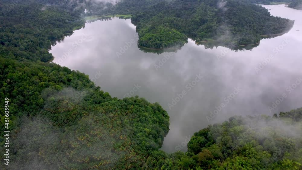Aerial view natural morning cloud flow at Malaysia dam