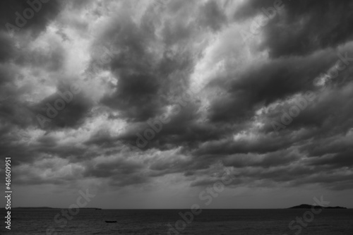 Storm seascape with dark clouds
