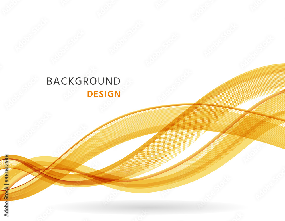Wave background. Flyer with yellow curved lines. Abstract wavy banner. Cover with fluid gradient on white backdrop. Modern geometric wallpaper. Poster with futuristic blend. Vector illustration. Wave background. Flyer with yellow curved lines. Abstract wavy banner. Cover with fluid gradient on white backdrop. Modern geometric wallpaper. Poster with futuristic blend. Vector illustration.