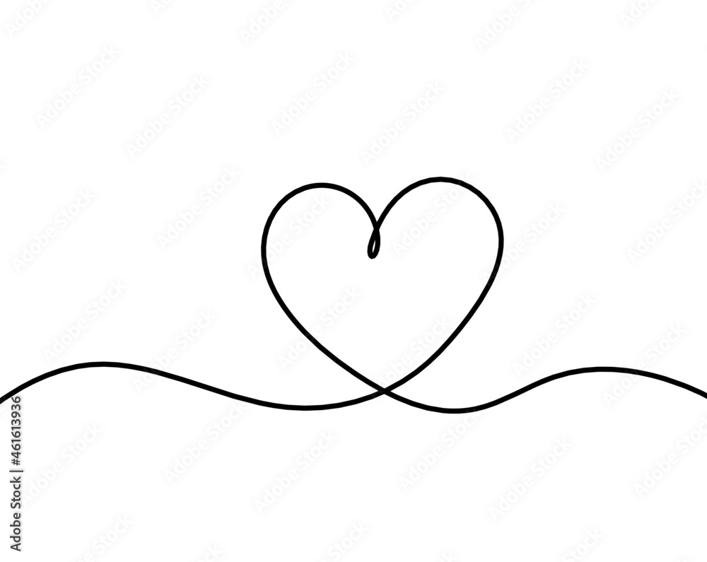 Abstract hearts as continuous line drawing on white as background. Vector Abstract hearts as continuous line drawing on white as background. Vector