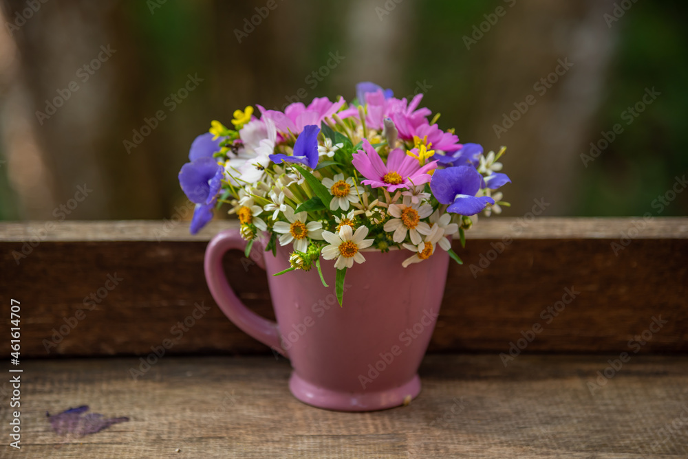 Beautiful bouquet of  wildflowers in a vase