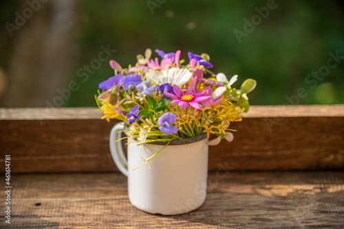 Beautiful bouquet of wildflowers in a vase