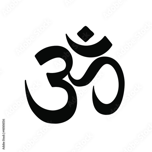 Om symbol. Religious symbol of Hinduism. Vector illustration. Black isolated icon