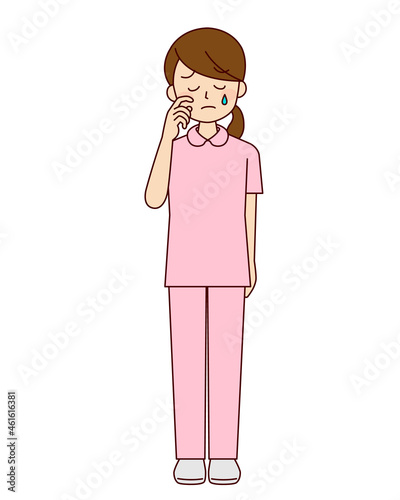 悲しい女性看護師