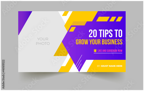 Professional and Creative Corporate Business Video Thumbnail Templates Vector Design with Gradient Shapes for your channel