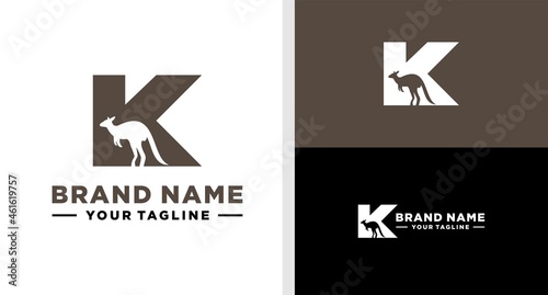 LETTER K LOGO KANGOROO NEGATIVE SPACE EDITABLE