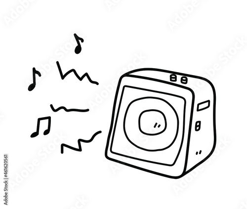 Bluetooth speaker doodle, a doodle illustration of a portable sound amplifier external speaker, isolated in a white background.
