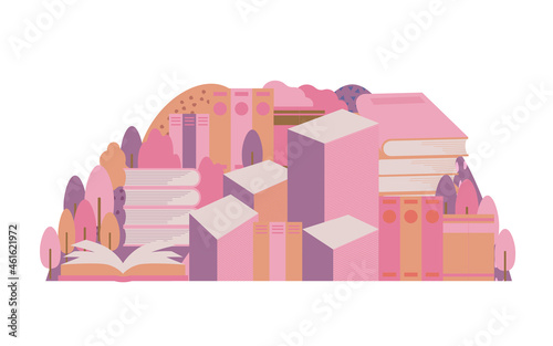Many documents and books are piled up like a pile.