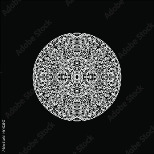 Abstract Line Motifs Pattern Circle-Shape. Ornamental Decoration for Interior, Exterior, Carpet, Textile, Garment, Cloth, Silk, Tile, Plastic, Paper, Wrapping, Wallpaper, Pillow, Sofa, Background, Ect