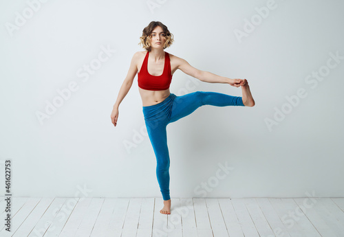woman gymnast yoga balance fitness slim figure