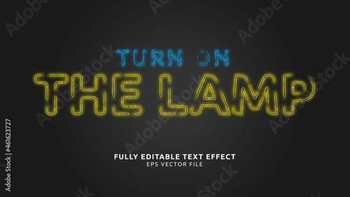 Turn On The Lamp Editable Text Effect Blue and Yellow Light