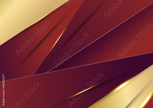 Abstract gold lines pattern business technology on red gradients background.