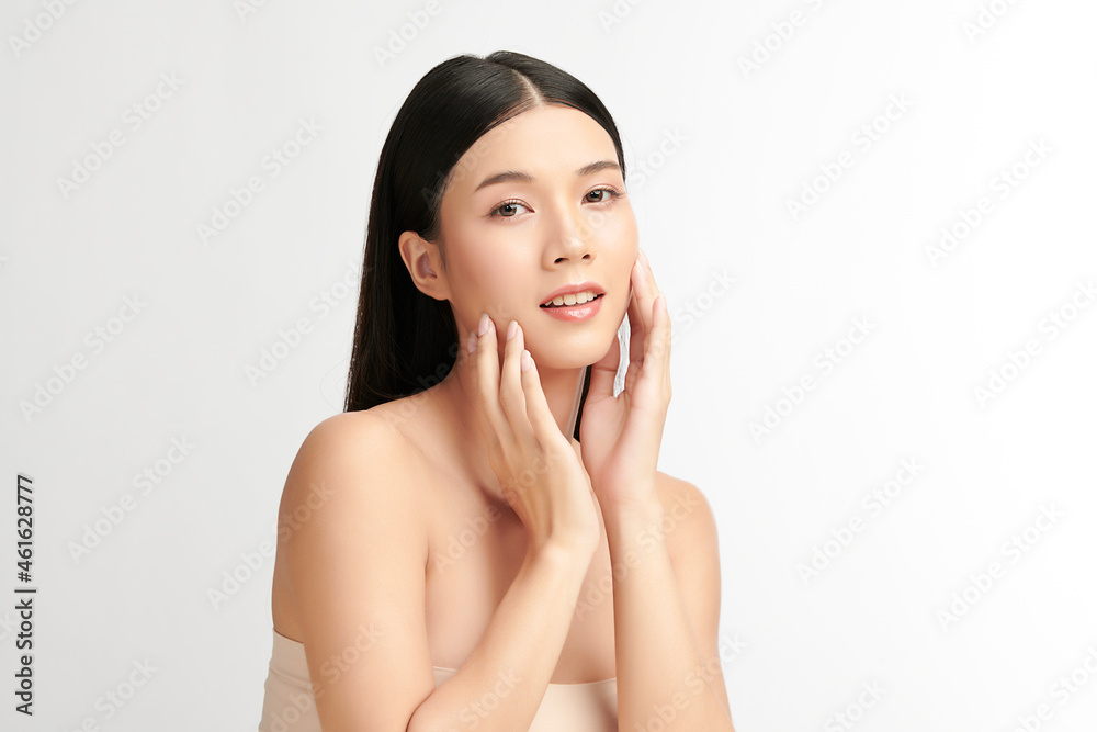Beautiful young asian woman with clean fresh skin on white background, Face care, Facial treatment, Cosmetology, beauty and spa, Asian women portrait. Beautiful young asian woman with clean fresh skin on white background, Face care, Facial treatment, Cosmetology, beauty and spa, Asian women portrait.