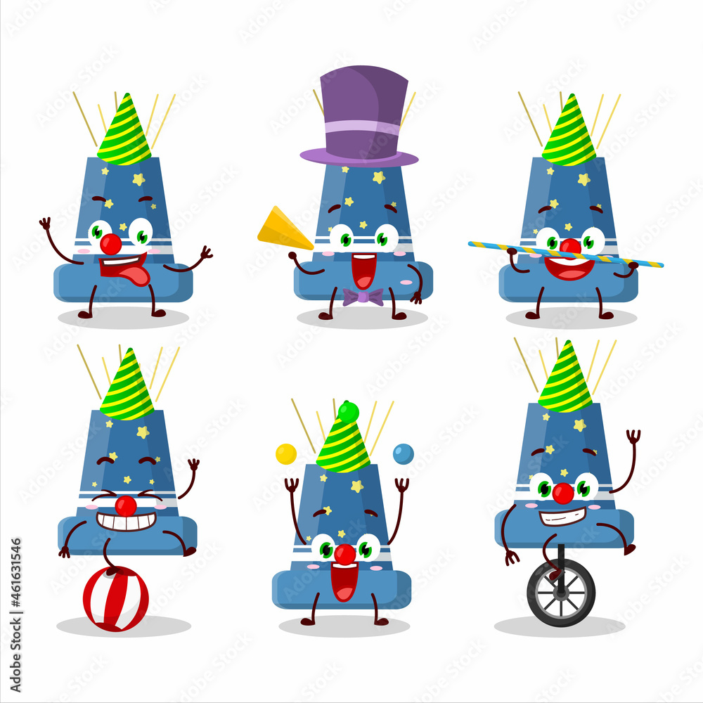 Cartoon character of reloadable mortar with various circus shows