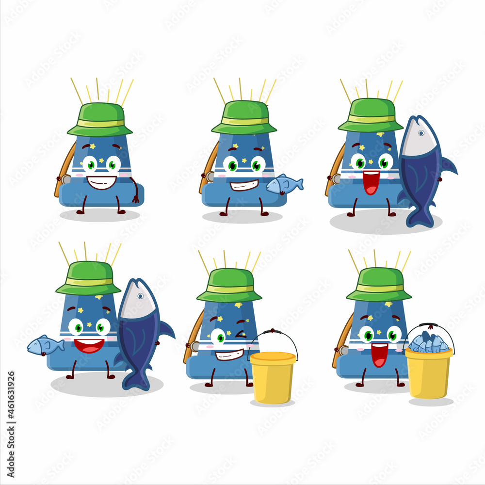 A fisherman reloadable mortar cartoon picture catch a big fish A fisherman reloadable mortar cartoon picture catch a big fish